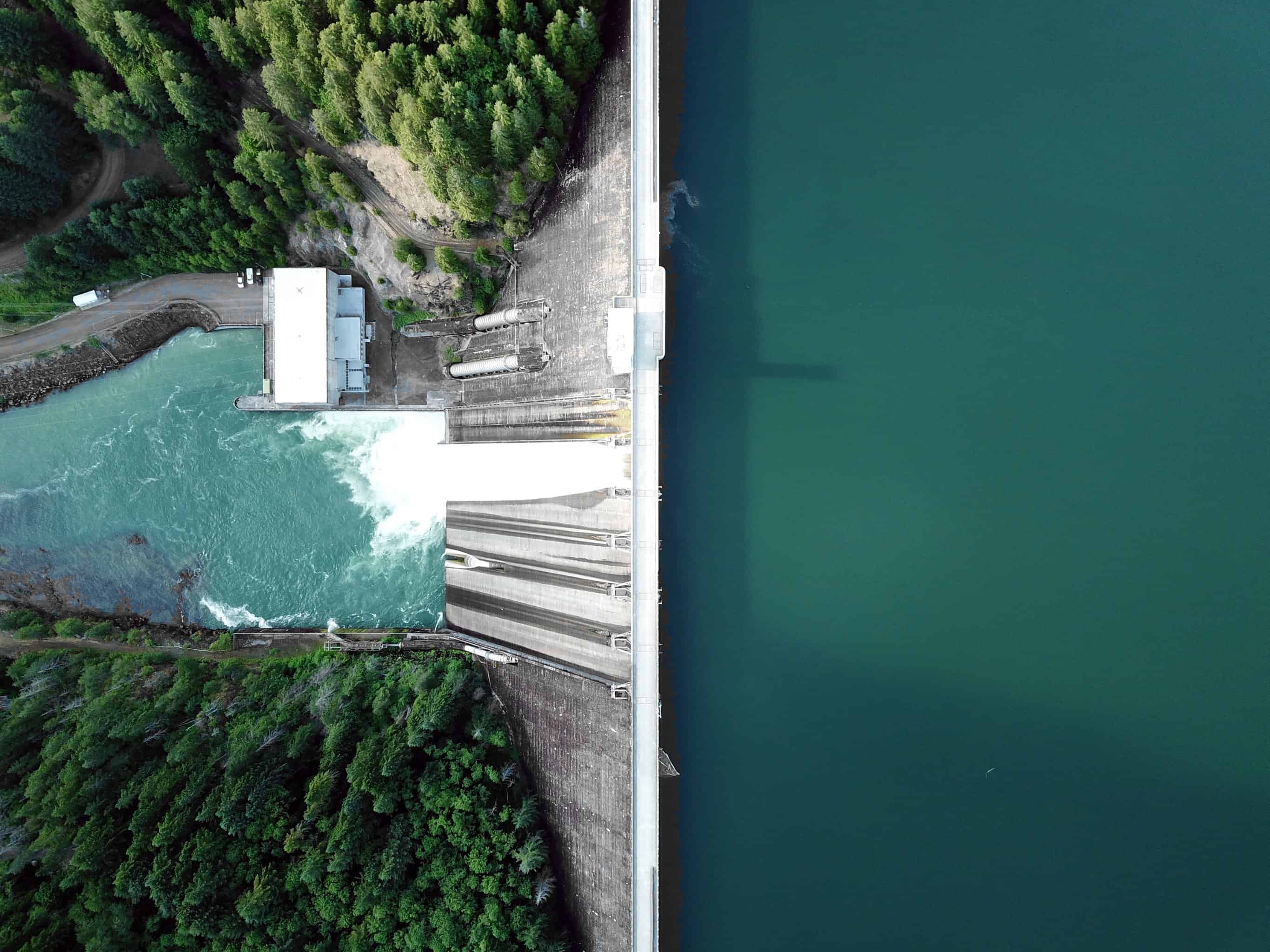 Hydropower dam from above