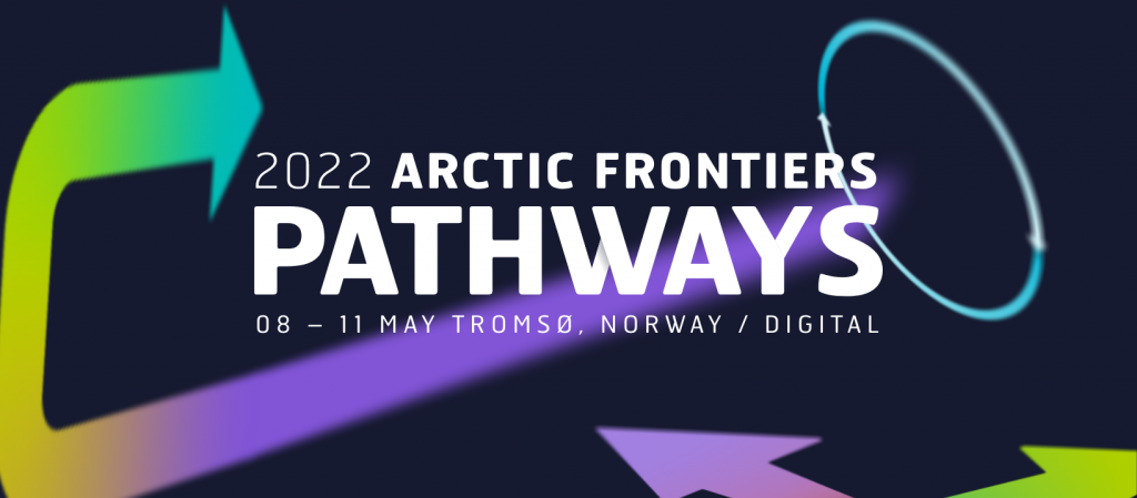 Image reads 2023 Arctic Frontiers Pathways and is decorated with arrows. 