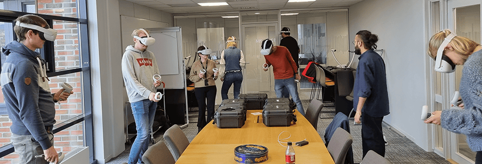 students wearing VR headsets at the summer school