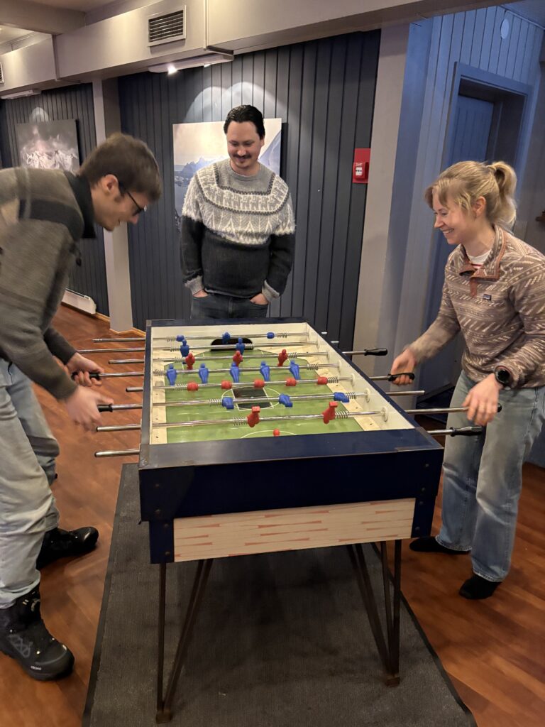 Jason and Emilia playing foosball