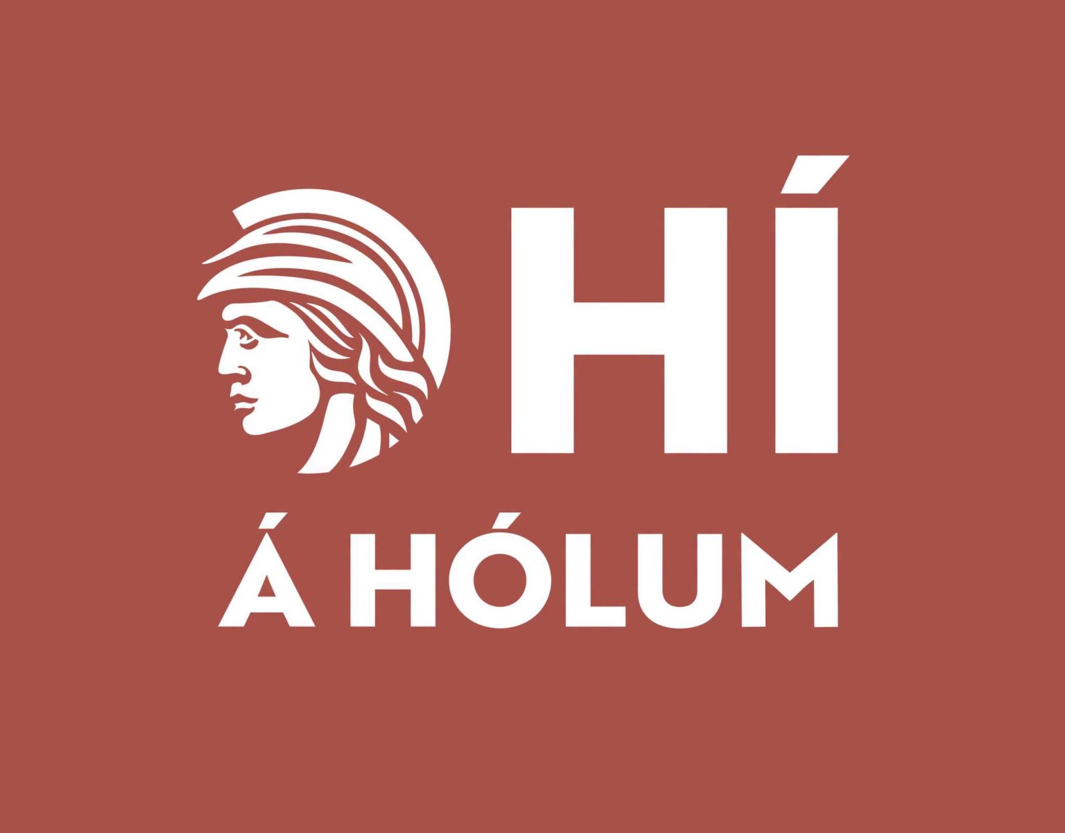 Arctic Frontiers - White statue profile and “HÍ Á HÓLUM” text on a reddish-brown background, evoking the spirit of student engagement in an academic forum.
