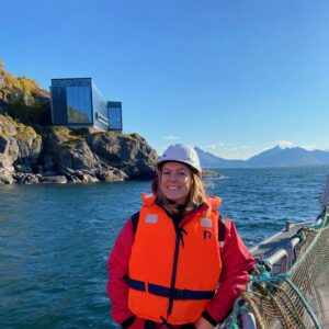 Ingunn Johnsen (she/her) has been working as a sustainability coordinator in Cermaq Norway since she finished her MSc in Fisheries and Aquaculture Science focusing on resource management in 2019. Born and raised in Tromsø, she now lives in Alta. In her spare time she enjoys the activities that comes with the Arctic seasons: skiing in the winter and mountain hiking in the summer.