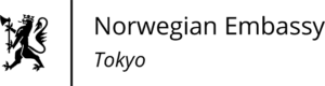 Arctic Frontiers - Logo of the Norwegian Embassy in Tokyo, featuring a lion emblem on the left and text on the right, representing Norway’s presence abroad and its connexion to Arctic Frontiers.