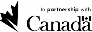 Arctic Frontiers - Black Canada logo with a maple leaf and text: “In partnership with Canada” with a small flag over the second “a”.